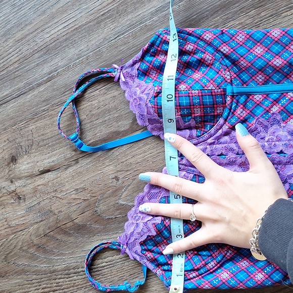 Victorias Secret Sexy Little Thing Blue Plaid Lingerie Corset Top Size 34B - Picture 7 of 8